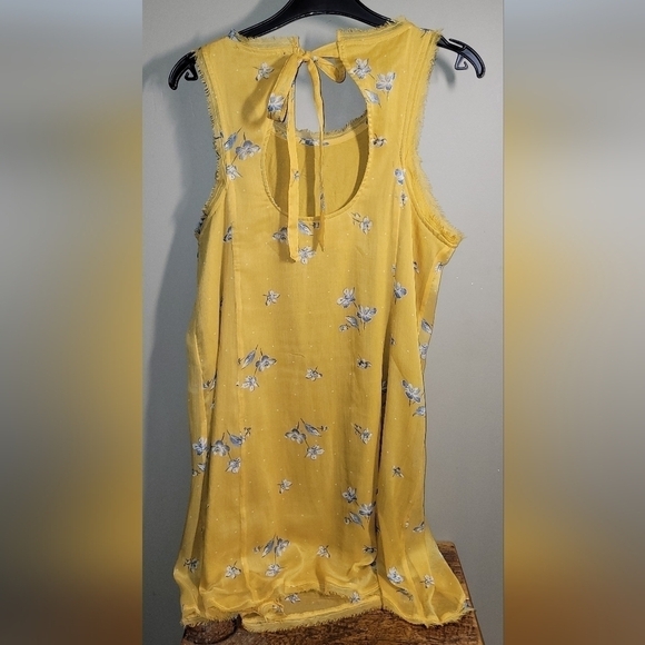 Abercrombie & Fitch yellow floral mini sleeveless sundress medium back key hole - Picture 4 of 7